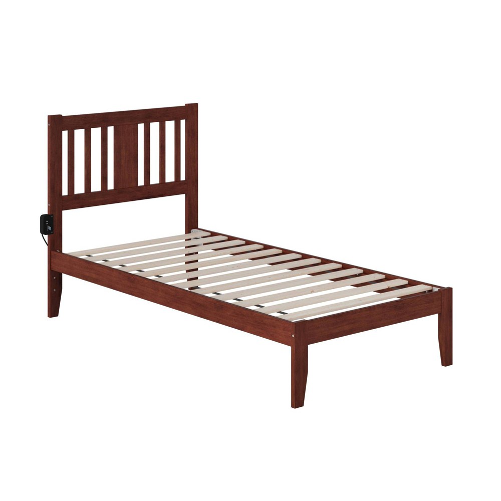 Photos - Bed AFI Twin Tahoe  USB Turbo Charger Walnut: Mid-Century Modern Design, Satin Finish, No Box Spring Needed 