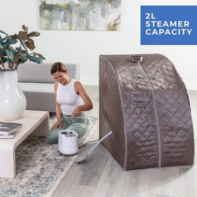 SereneLife Black and Blue Portable Steam Sauna with Folding Chair