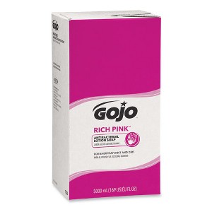 GOJO RICH PINK Antibacterial Lotion Soap Refill, Floral, 5,000 mL, 2/Carton - 1 of 4