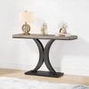 KTMBDW 39.4-Inch Wood Console Table with Geometric Base, 2-Tier Farmhouse Sofa Table Narrow Long, Behind Couch Table with Shelves for Living Room - 3 of 4