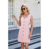 Women's Summer Sleeveless Mini Dress Casual Crewneck Button Tank Dresses Party Short T-Shirt Sundress with Pockets - 3 of 4