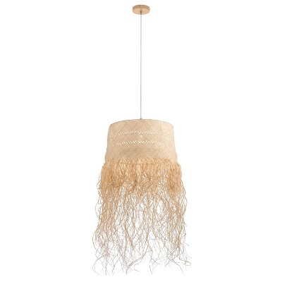 24" 1-Light Miranda Pendant Raffia Grass Brown - River of Goods