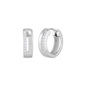 Silpada 'Gentle Detail' Sterling Silver White Cubic Zirconia Huggie Hoop Earrings - 1 of 4
