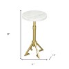 HomeRoots 22" White And Gold Marble And Iron Round Pedestal End Table - 3 of 4