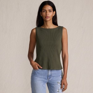 Lands' End Women's Sleeveless Pointelle Rib Boat Neck Tank - 1 of 4