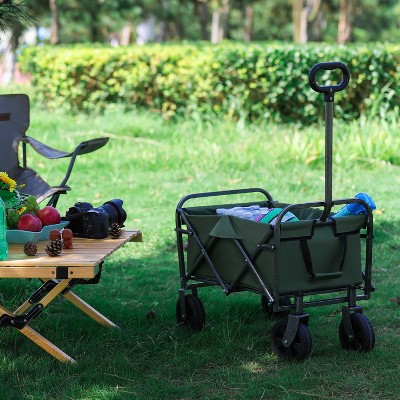 Collapsible Foldable Wagon Cart w/ strapping system, Beach Wagon ,Utility Wagon Grocery Cart Camping Shopping Sports Gardeing Fishing Supports 225lbs