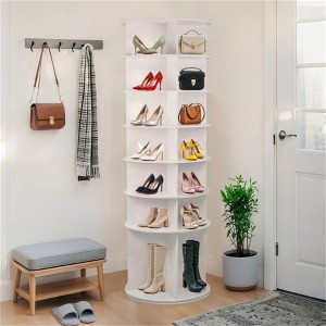 SKRAN 7 Tier Rotating Shoe Rack, High Bottom Design Rotating Shoe Rack Tower, Free Standing 360° Spinning Shoe Organizer,Display Spinning Rack Tower - 1 of 4