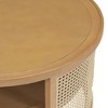 CAVINAS Modern Wooden Side Table Petal Shaped Coffee Table with Rattan Storage Shelf, Night Stand for Living Room, Bedroom - 4 of 4