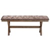 Baxton Studio Cherene Modern Farmhouse Chocolate Velvet Fabric and Rustic Brown Finished Wood Bench - 3 of 4