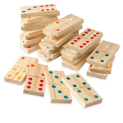 Magic Cabin - Great Big Wooden Domino Set - Giant Dominoes for Kids Indoor Play