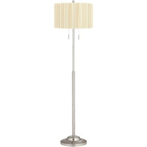 360 Lighting Abba 66" High Ivory Linen Pleated Shade Floor Lamp - 1 of 4