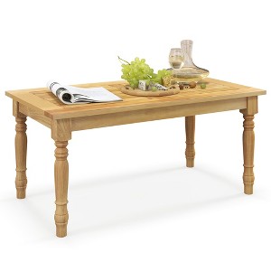 Tangkula Patio Coffee Table w/ Solid Teak Wood Structure Slatted Tabletop for Backyard - 1 of 4