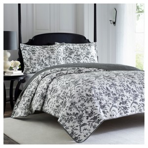 Amberley Quilt And Sham Set Full/Queen Black & White - Laura Ashley