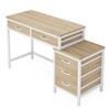 Resenkos Computer Desk, Office Desk, Study Desk,5-Drawer Computer Desk, Study Writing Table with Reversible Drawer Cabinet,Light Walnut Beige - 3 of 4