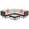Nestfair 4pc Wicker Outdoor L-Shaped Sectional Sofa Set with Beige Cushions Brown - 2 of 4