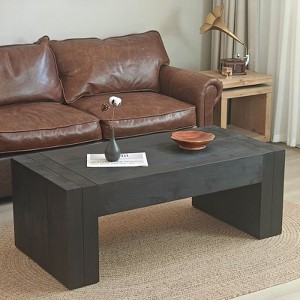 Living Room Wood Table, Versatile Table ,Black Wood Coffee Table,Modern Black Solid Wood Coffee Table - 1 of 4