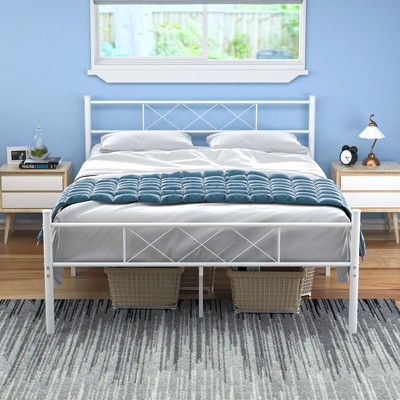 VECELO Metal Bed Frame with Headboard Modern Platform Bed Frame, No Box Spring Needed Easy Assembly