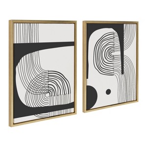 Kate and Laurel Sylvie Abstract Minimal C and D Framed Canvas by The Creative Bunch Studio, 2 Piece 18x24, Bright Gold - 1 of 4