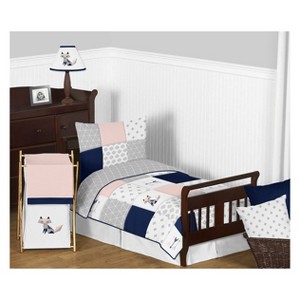 Toddler 5pc Fox Patch Bedding Set - Sweet Jojo Designs, Blue Pink White
