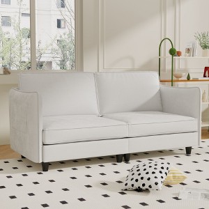 NicBex Modern Minimalist Comfy Fabric Loveseat Sofa Couch with Side Pockets,2-Seat Lounge Sofa for Living Room,Apartment - 1 of 4