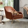 Crestlive Products Swivel Club Chair PU Leather Leisure Armchair Upholstered Accent Chair Brown - 2 of 4