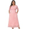 Women's Plus Size Floral Lace Scooped Neck 3/4 Sleeves Formal Evening Wedding Flowy Maxi Dresses with Pocket - Agnes Orinda - 3 of 4