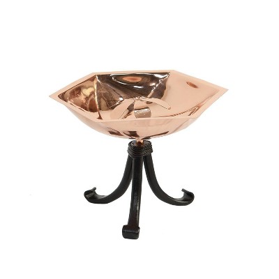 8.2" Hexagonal Bee Fountain and Birdbath with Tripod Stand Copper Plated Finish - Achla Designs