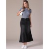 INSPIRE CHIC Women's Denim High Waisted A-Line Fishtail Hem Long Jean Skirt - 3 of 4