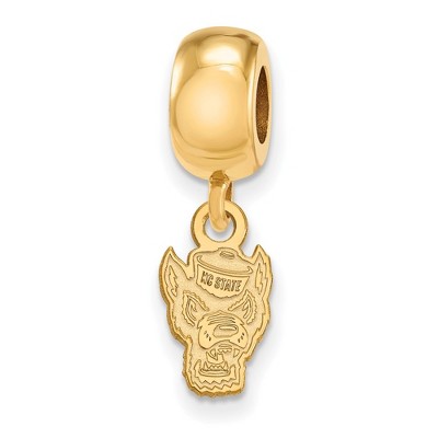 Black Bow Jewelry 14k Yellow Gold Plated Sterling Silver North Carolina State Wolfpack NCAA Bead Charm
