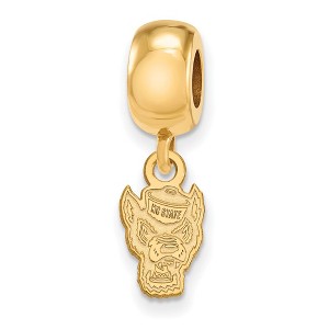 Black Bow Jewelry 14k Yellow Gold Plated Sterling Silver North Carolina State Wolfpack NCAA Bead Charm - 1 of 3