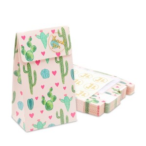 Blue Panda Fiesta Party Supplies, Cactus Goodie Bags (Pink, 24 Pack) - 1 of 4