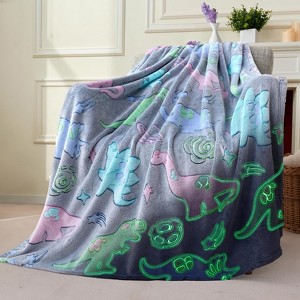 Joyfy Glow in The Dark Blanket 50" x 60"- Ultra Soft & Plush Blanket for Kids Birthday Bedroom Decor, Dinosaur Gifts for Girls Boys Age 2 3 4 + - 1 of 4