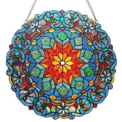CHLOE Lighting BLOSSOM Tiffany-style Glass Window Panel 21