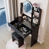 Okak Modern Storage Vanity Table with Round LED Mirror,Small Dressing Desk with Cushioned Stool,Makeup Table Set for Bedrooms - 4 of 4