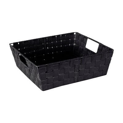 Simplify Large 13" Woven Strap Storage Bin Black