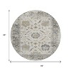 Ivory And Gray Floral Washable Indoor Outdoor Area Rug - 3 of 4