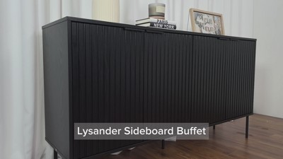 Lysander Black Wood Fluted Sideboard Buffet Cabinet