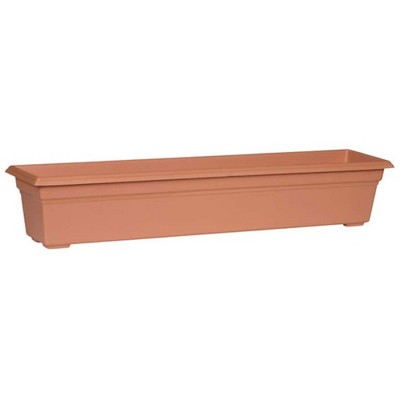Novelty 36 Inch High Grade Plastic Indoor Outdoor Countryside Flower Box with Built In Feet and Satin Banding, Matte Terracotta