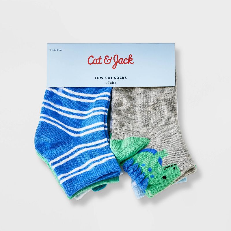 Baby Boys' 6pk Dinosaur Printed Low Cut Socks - Cat & Jack™, 3 of 5