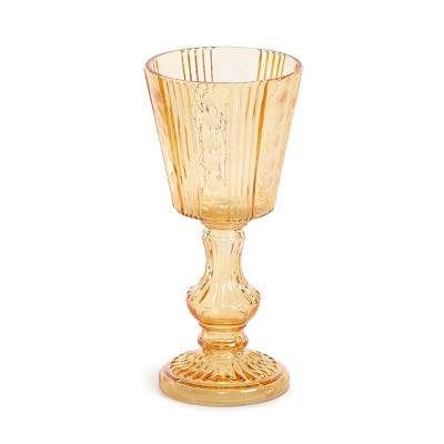 Park Hill Collection Maybelle Amber Glass Pedestal Candle Holder