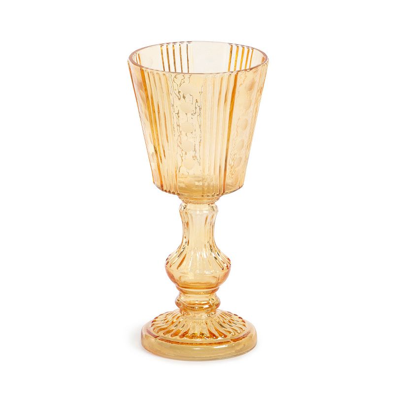 Park Hill Collection Maybelle Amber Glass Pedestal Candle Holder, 1 of 4