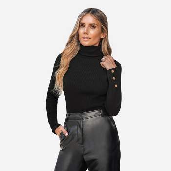 Women's Rib Turtleneck Fitted Sweater - Cupshe