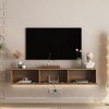 HDZNVF Floating TV Stand Wall Mounted, 69 inch Modern TV Stand for 55 60 65 Inch TV, Brown - 3 of 4