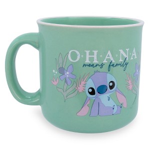Silver Buffalo Disney Lilo & Stitch "Ohana Means Family" Ceramic Camper Mug | Holds 20 Ounces - 1 of 4
