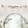 4 Light Bathroom Light Fixtures,32" Modern Vanity Lights over Mirror with Hammered Glass,Wall Light Fixture for Living Room Bedroom Porch - 3 of 4