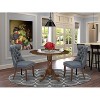 3-Piece Antique Walnut Finish Solid Wood Top-Round Upholstered Dining Room Set -Seats 4 - 2 of 4