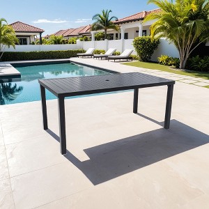 UNISOAR Modern 35.5"x67" Rectangular Outdoor Patio Dining Table with Post-Leg Design, Rust-Free & Weather-Resistant, Adjustable Foot Pads - 1 of 4