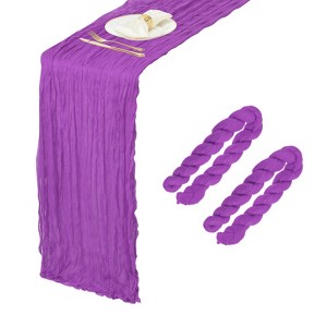Unique Bargains Light Elegant Romantic Sheer Rustic Gauze Table Decoration Runner 2 Pcs - 1 of 4