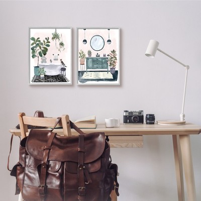 Gray Framed Giclee Textured Canvas Wall Art Set, 11 x 14