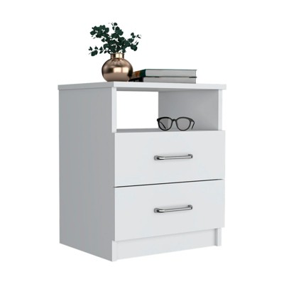 TIRAMISUBEST White Nightstand with Open Shelf, Modern 20"H Bedside Table
